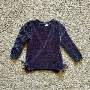 DKNY Navy Chenille Sweater with Sleeve & Hem Bows